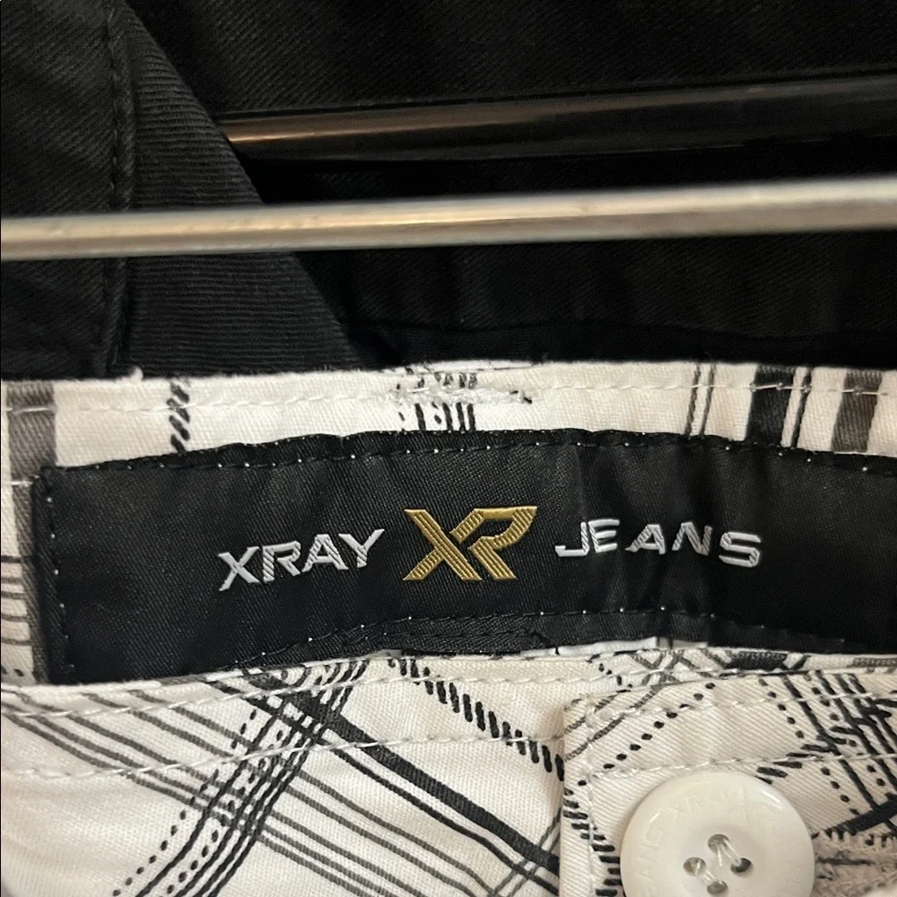 X-RAY White and Black Checkered Belted Cargo Shorts